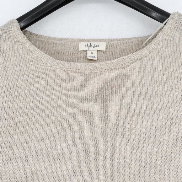 Style & Co. Plus Size Hammock Heather Ruffled Knit Pullover Crewneck Sweater 2X - Picture 5 of 9